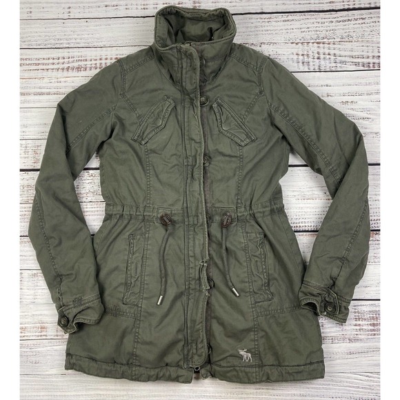 Vtg Y2K Abercrombie & Fitch NY Military Wilcox Heritage Sherpa Army Jacket Sz XS - Picture 1 of 5